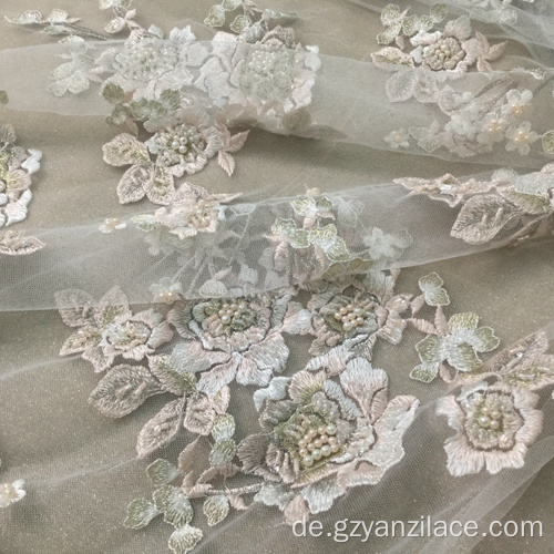 Luxus Perlen Handarbeit Blume Braut Stoff